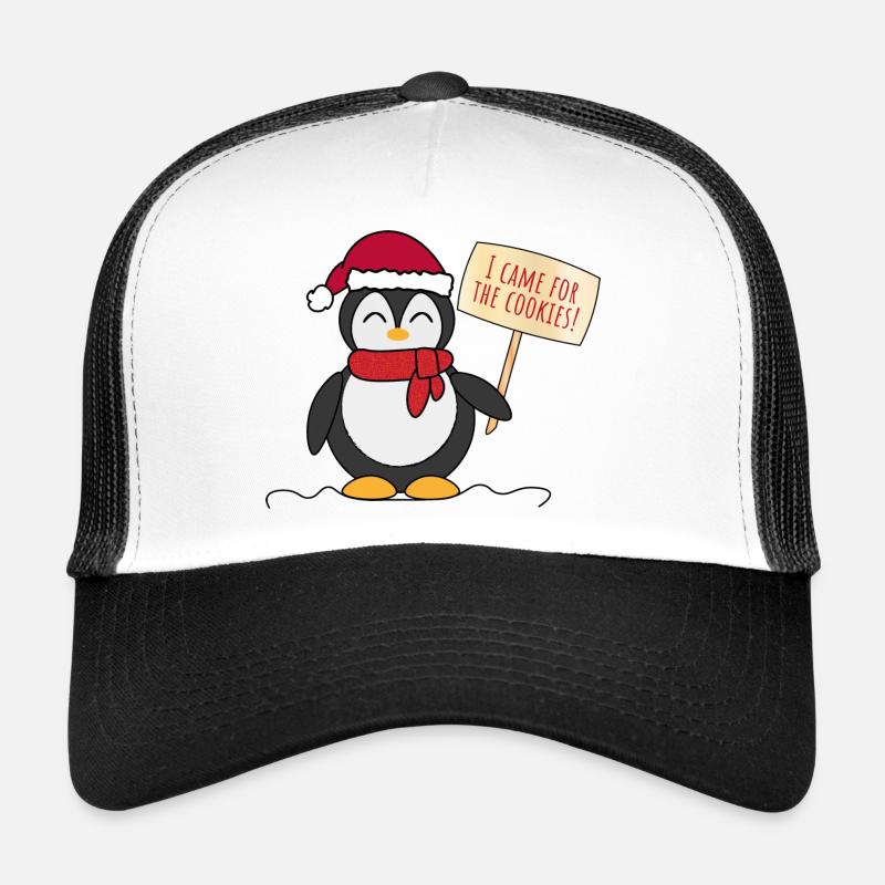 Pingouin de Noël - Casquette trucker  - blanc/noir