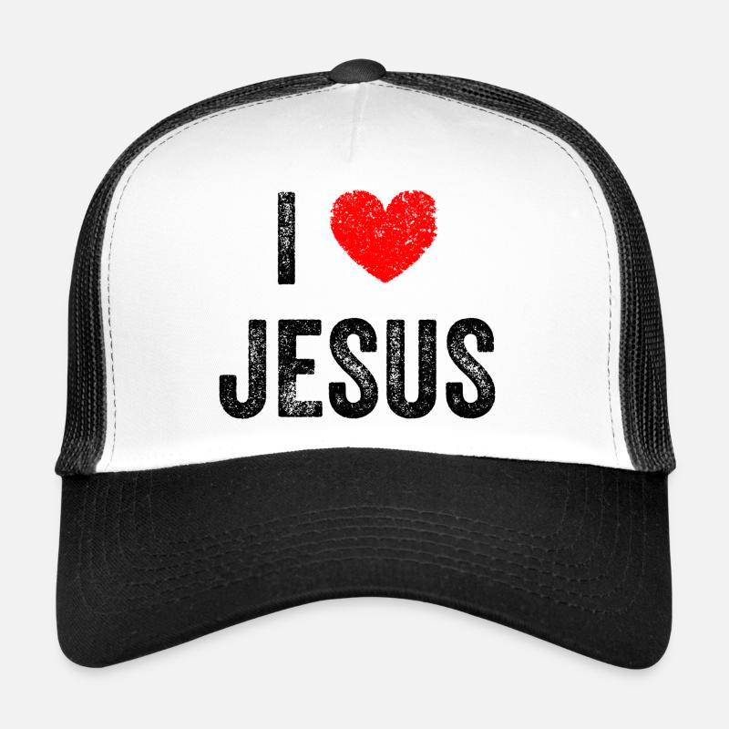Jeg elsker Jesus Kristus - Jesus redder - kristen - Trucker cap - hvid/sort