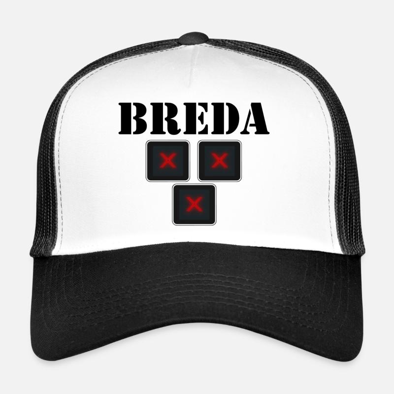 BREDA text with red road crosses, breda Noord-Braba - Trucker Cap - white/black