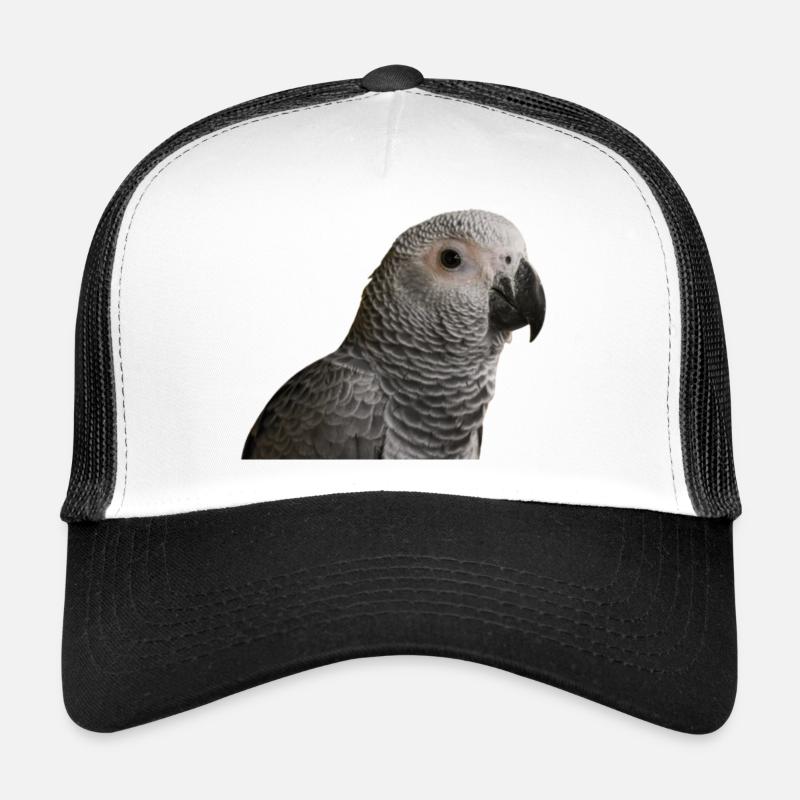 Perroquet gris - Casquette trucker  - blanc/noir
