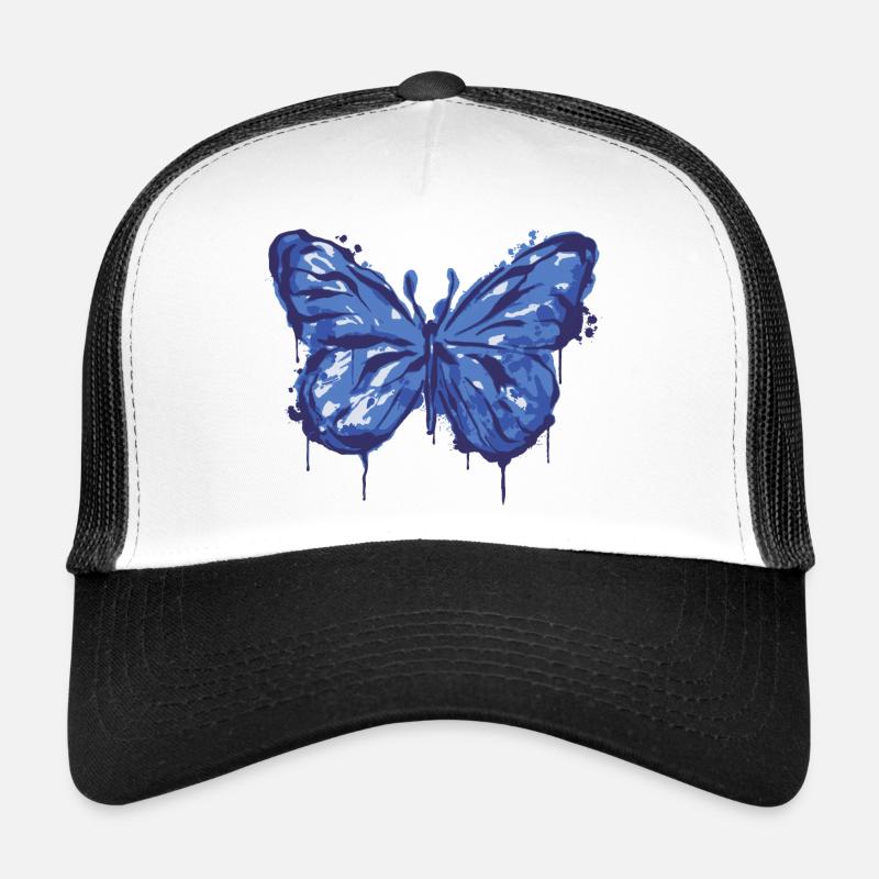 Schmetterling Tinte Tier Kunst cool Design - Trucker Cap - Weiß/Schwarz