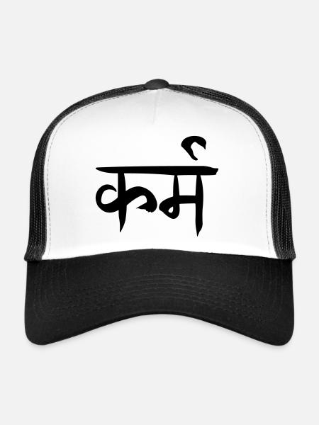 Karma-Sanskrit - Trucker Cap - Weiß/Schwarz - Vorne