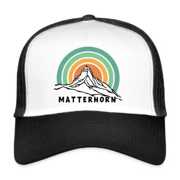 Matterhorn Zermatt Wallis Schweiz Wandern Souvenir - Trucker Cap - Weiß/Schwarz - Vorne
