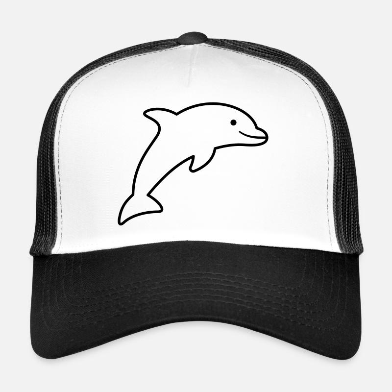 Delfin Symbol Umriss fröhlich springend - Trucker Cap - Weiß/Schwarz
