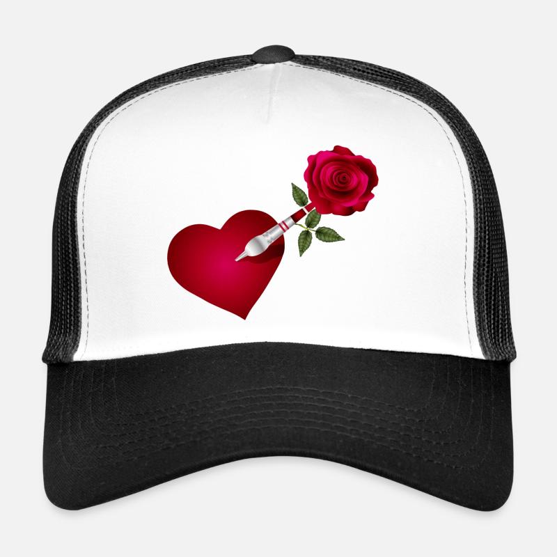 Flèche fléchette avec rose et cœur comme cible Casquette trucker 