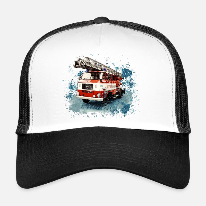 IFA W50 Feuerwehr mit Drehleiter - Trucker Cap - Weiß/Schwarz