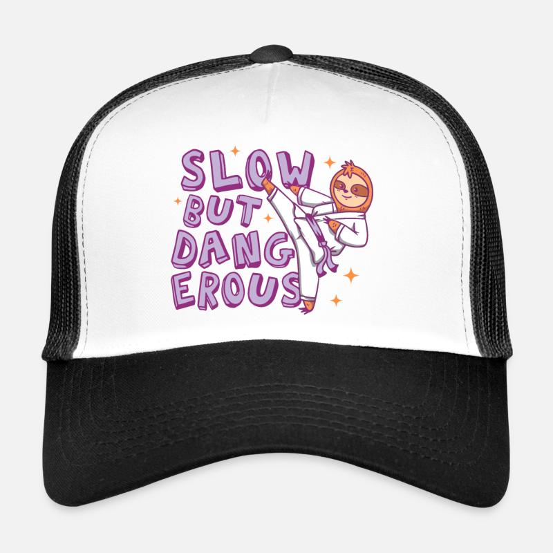 Slow but dangerous Karate Sloth - Trucker Cap - white/black