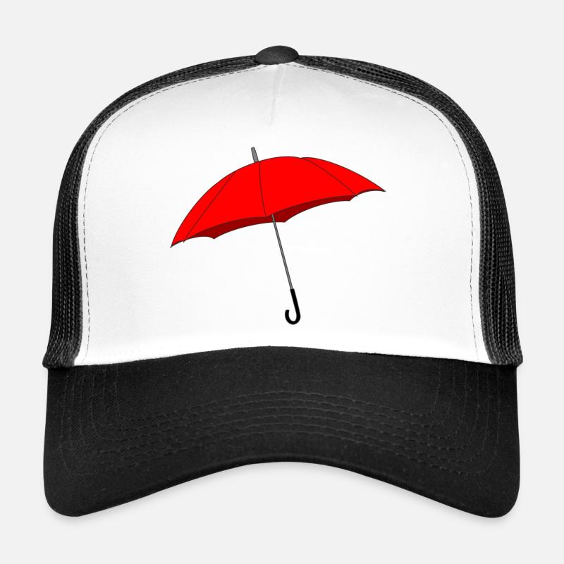 Parapluie rouge Casquette trucker 