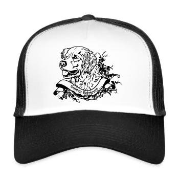 Golden Retriever an Retro Banner - Trucker Cap - Weiß/Schwarz - Vorne