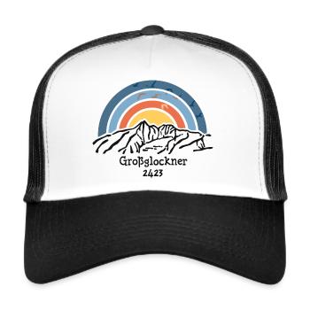 Großglockner Nationalpark Hohe Tauern Bergsteigen - Trucker Cap - Weiß/Schwarz - Vorne