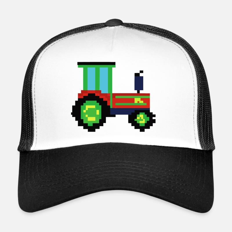 Tractor pixelated gift idea pixel tractor Trucker Cap