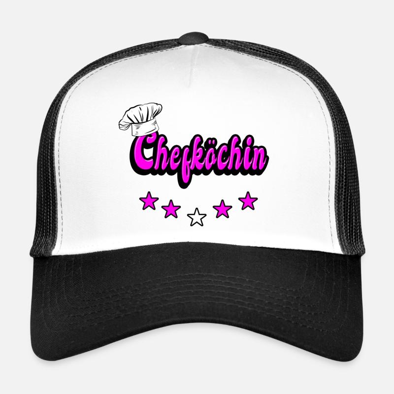 Chefköchin Design - Trucker Cap - Weiß/Schwarz
