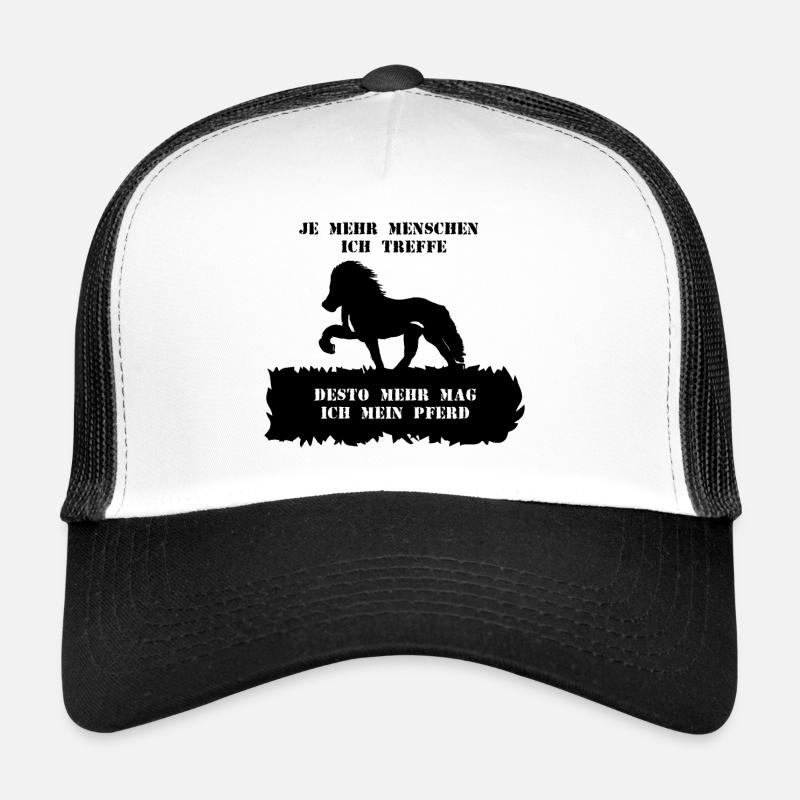 Spruch 5 mit Pferd 1 schwarz - Trucker Cap - Weiß/Schwarz