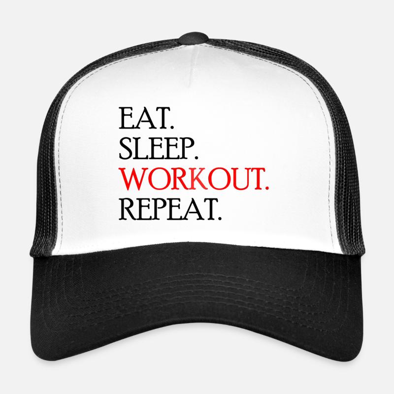 Manger. Dormir. Travailler. Répéter. Casquette trucker 