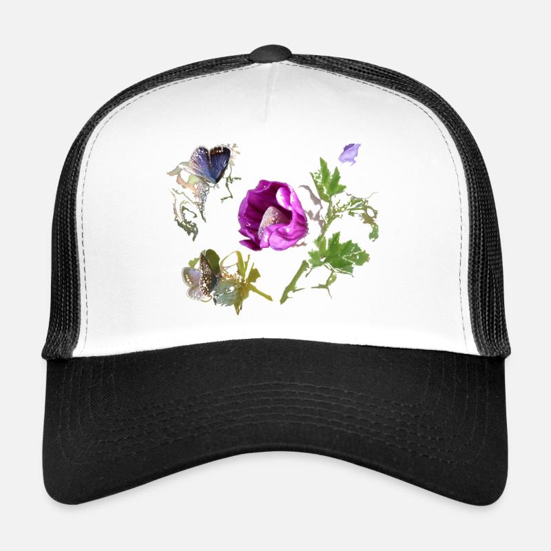 Papillons bleus à la mauve Casquette trucker 