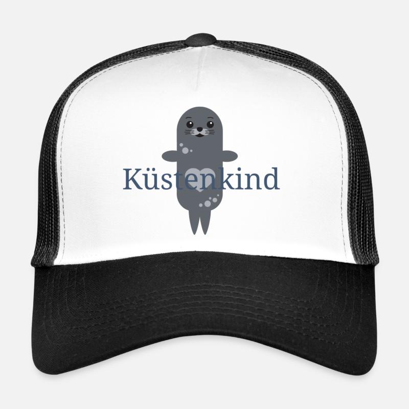 süße Robbe Küstenkind - Trucker Cap - Weiß/Schwarz