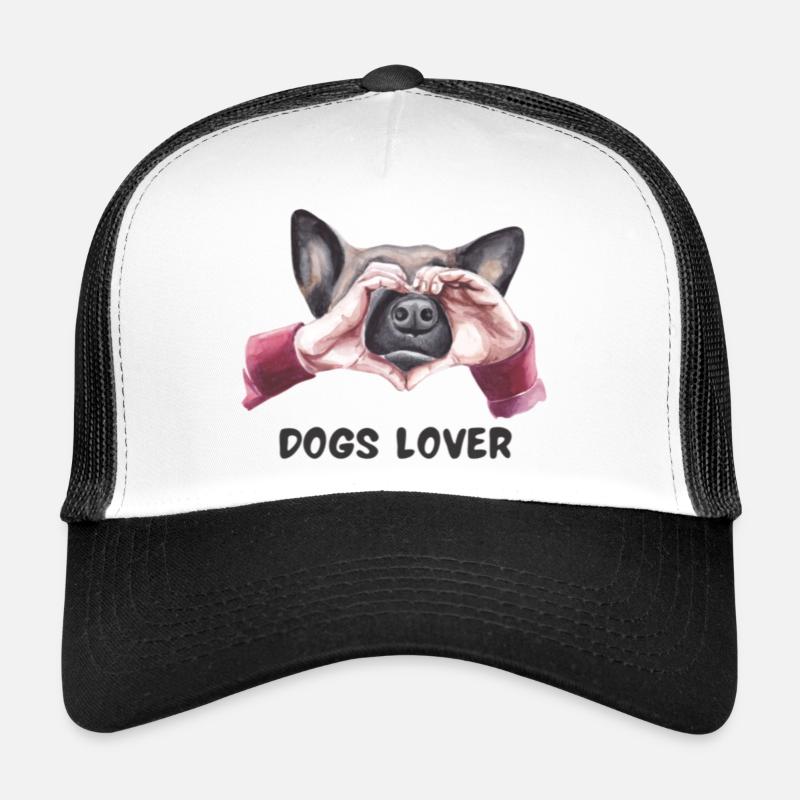 Schäferhund mit Herz LIebe Dogs Lover Tierfreunde - Trucker Cap - Weiß/Schwarz