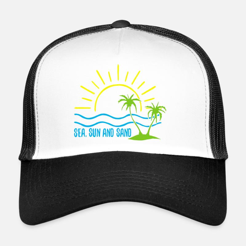 Mer, soleil et sable - Casquette trucker  - blanc/noir