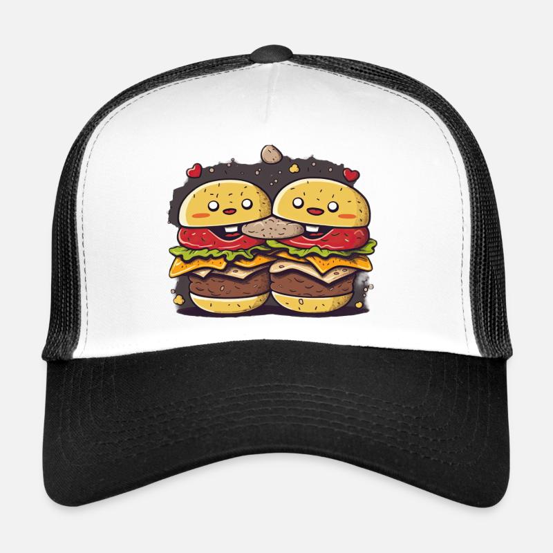 Trio de biscuits Burgers - Casquette trucker  - blanc/noir