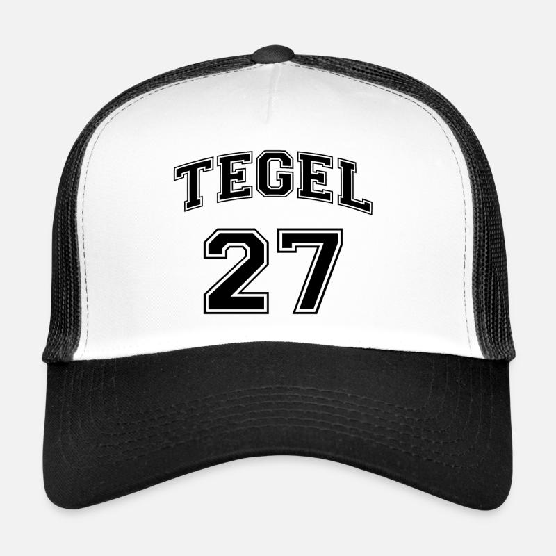 TEGEL 27 Schwarzes Nostalgie Design Berlin Bezirk - Trucker Cap - Weiß/Schwarz