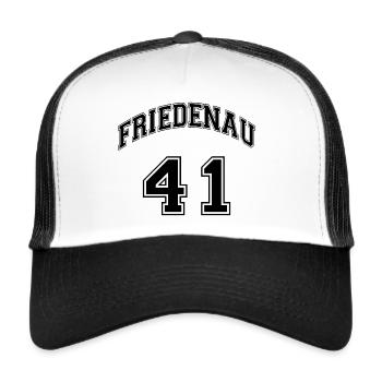 FRIEDENAU 41 Nostalgie Design Berliner Bezirk PLZ - Trucker Cap - Weiß/Schwarz - Vorne