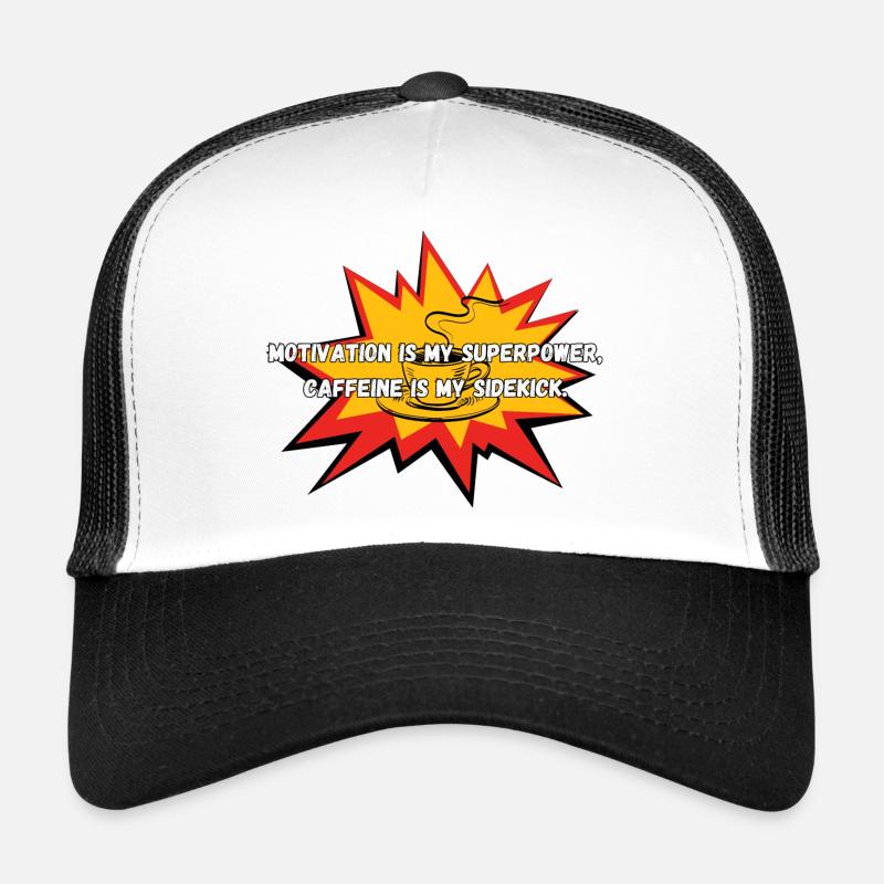Motivation & Kaffee - Trucker Cap - Weiß/Schwarz
