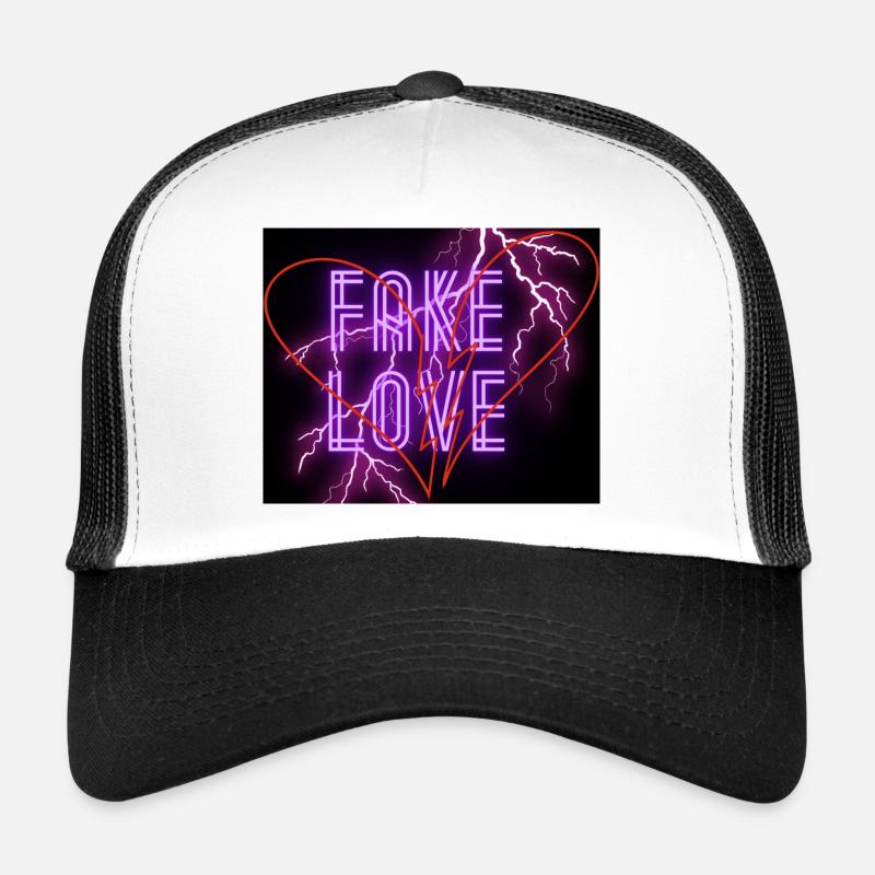Fake Love - Trucker Cap - Weiß/Schwarz