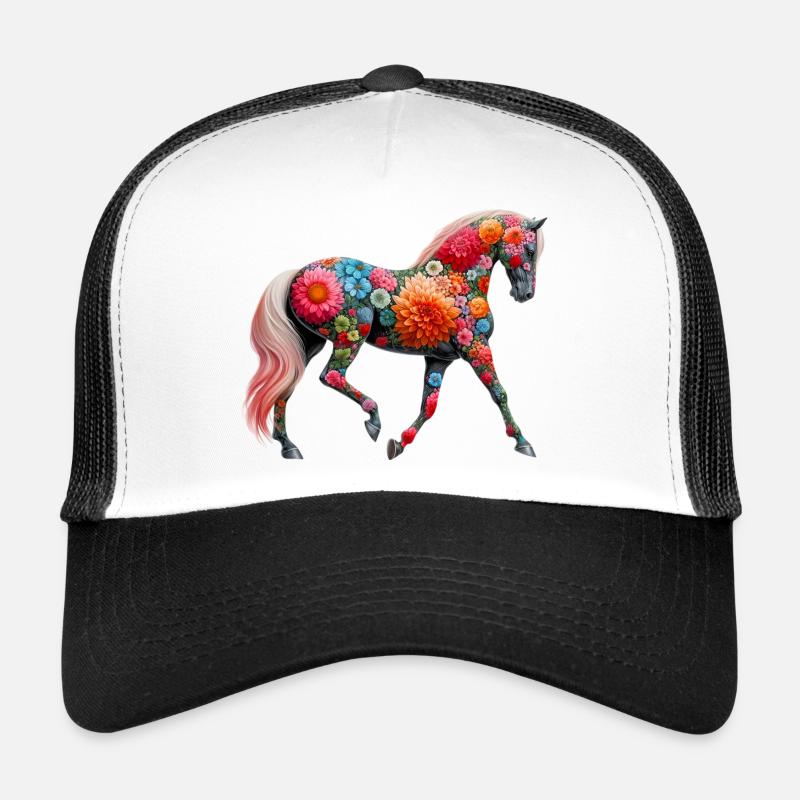 Cheval décoré de fleurs Casquette trucker 