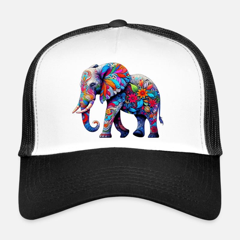 Éléphant - Casquette trucker  - blanc/noir