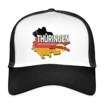 Thüringen Deutschland Retro Bundesland Souvenir - Trucker Cap - Weiß/Schwarz - Vorne