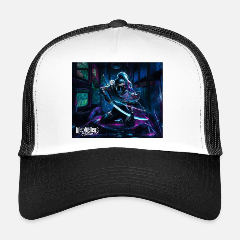 Graffiti Anime Samouraï - Casquette trucker - blanc/noir