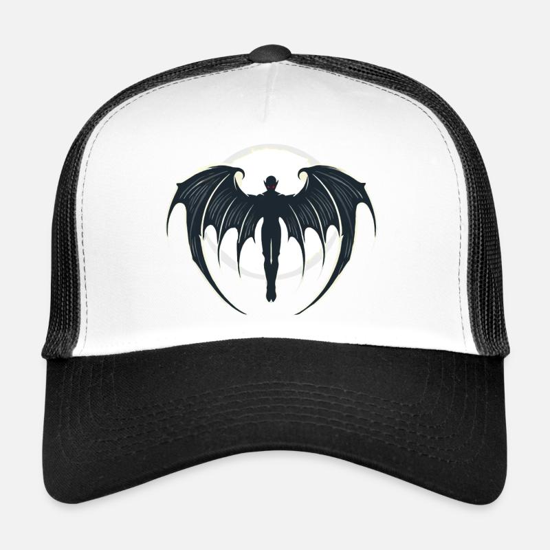 Vampir, Halloween, Mond - Trucker Cap - Weiß/Schwarz