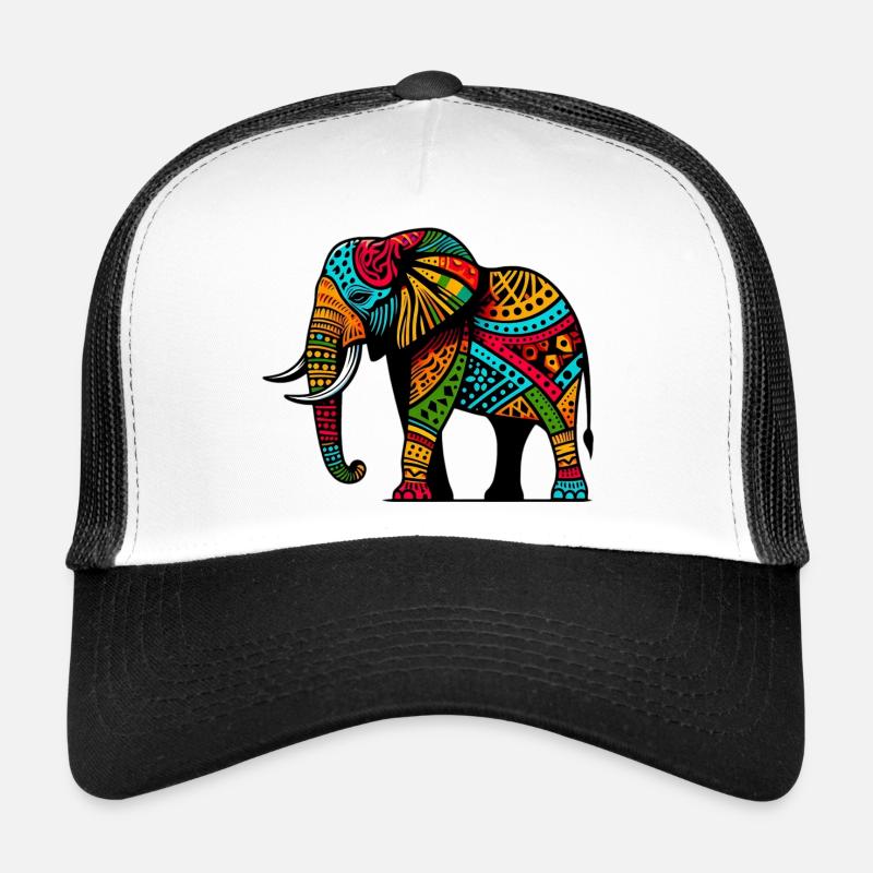 Éléphant - Casquette trucker  - blanc/noir