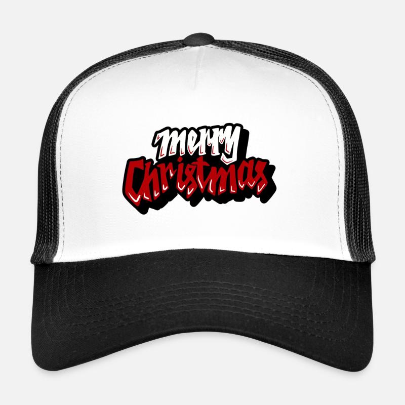 Merry Christmas Retro Script - Trucker Cap - Weiß/Schwarz