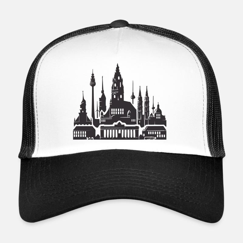 Leipzig Skyline - Trucker Cap - Weiß/Schwarz