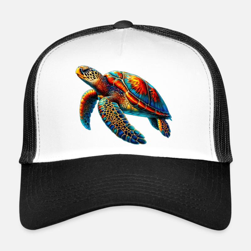 Meeresschildkröte - Trucker Cap - Weiß/Schwarz