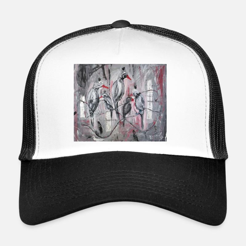 Abstrakte Stare Vogelgruppe Kunstdruck - Trucker Cap - Weiß/Schwarz