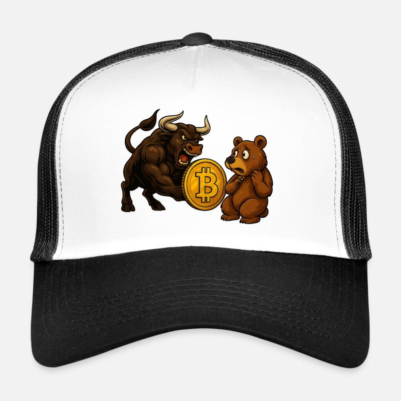 Bitcoin Bull vs Bear - Casquette trucker  - blanc/noir