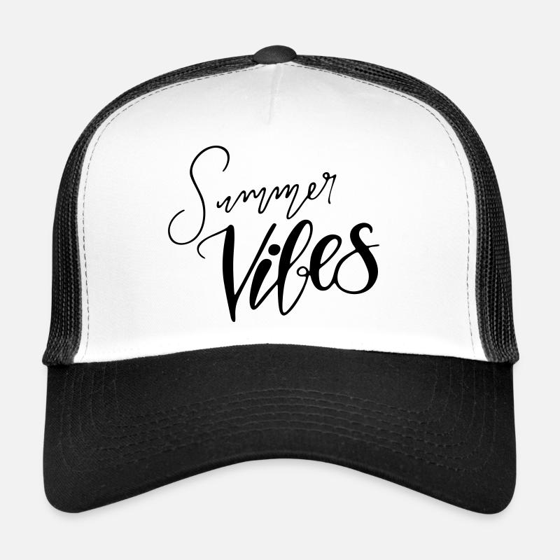 Lettrage à la main « Summer Vibes » Différentes couleurs - Casquette trucker - blanc/noir