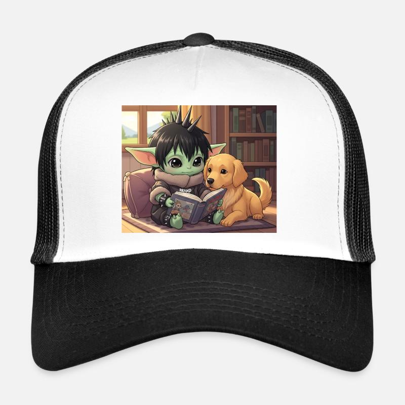 Petit Bouffon avec Chien et Bande Dessinée Casquette trucker 