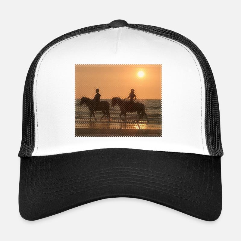 Cavalier au coucher du soleil sur la plage Casquette trucker 