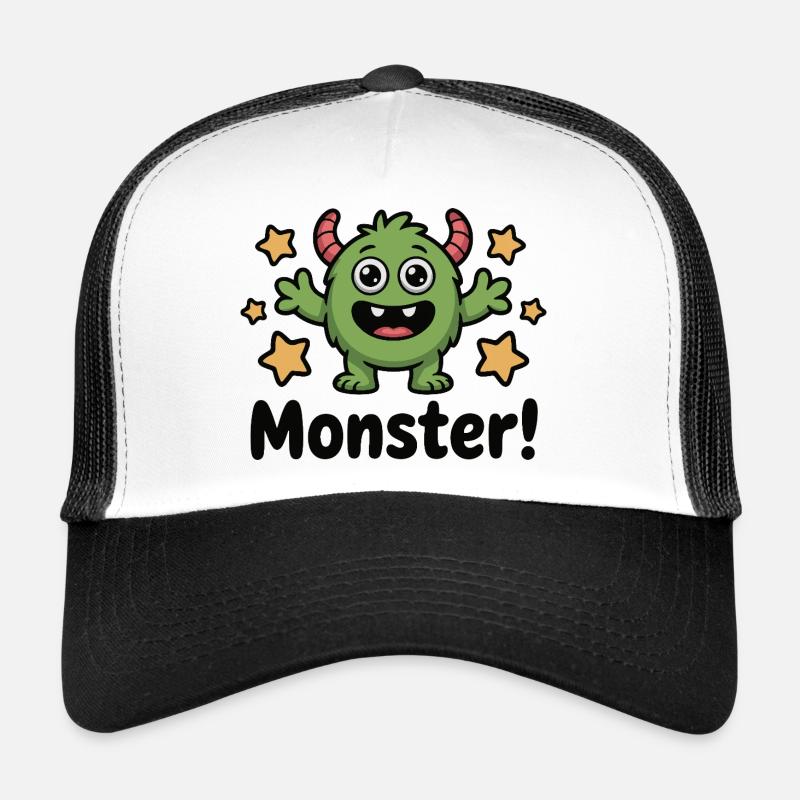Monstre vert mignon avec des étoiles Casquette trucker 