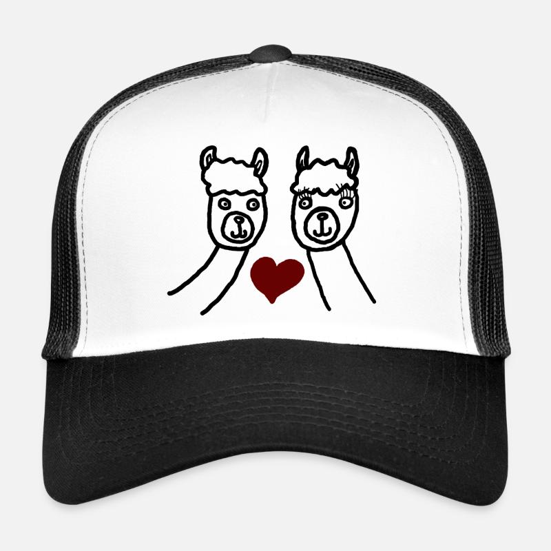 Alpaka Pärchen - Trucker Cap - Weiß/Schwarz