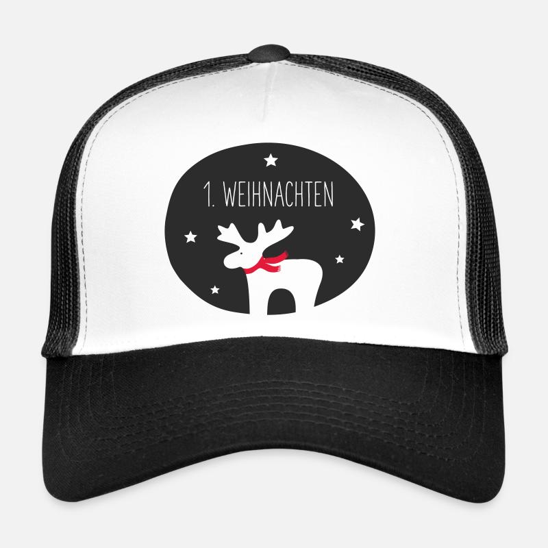 Rentier Silhouette mit rotem Schal Trucker Cap