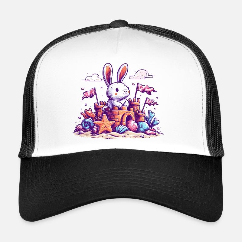 Bunny sur le château de sable de la plage Casquette trucker 