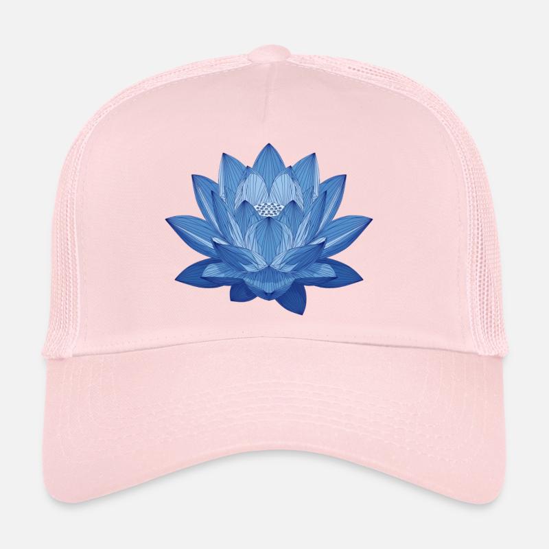 Blue Lotus – Geometric Floral Splendour Trucker Cap