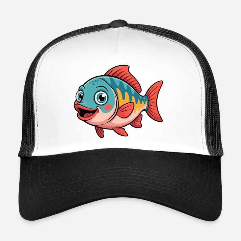 Poisson de dessin animé vif dans un design rétro Casquette trucker 
