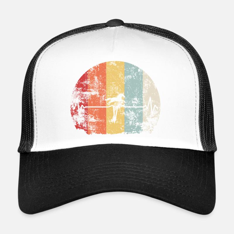 Herzschlag-Pferd im Retro Regenbogen Trucker Cap