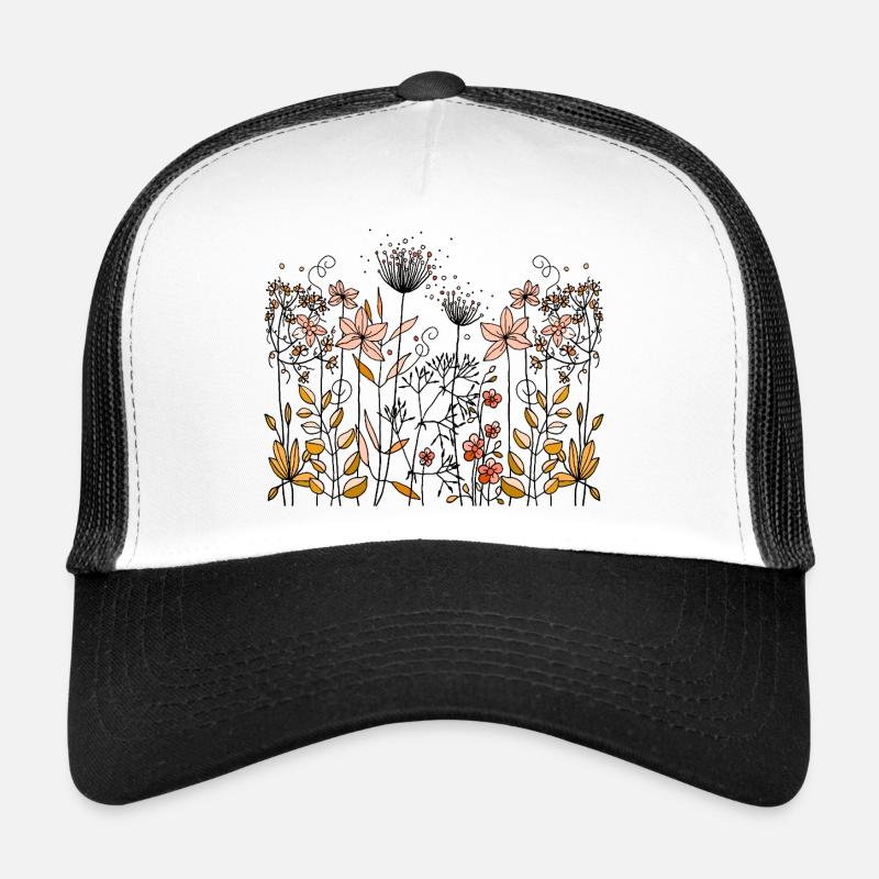 Blumen - Trucker Cap - Weiß/Schwarz
