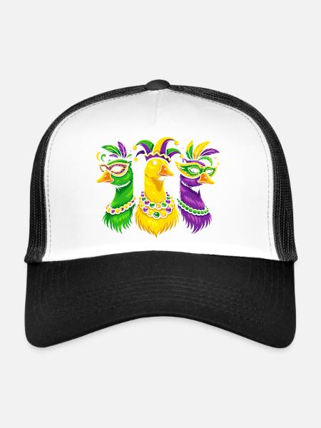 Trio de carnaval d’oiseaux masqués - Casquette trucker  - blanc/noir - Devant